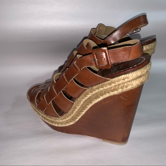 CHRISTIAN LOUBOUTIN size 37 brown calfskin GLADIATOR platform wedge heel SANDALS - Picture 10 of 11